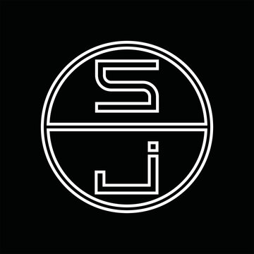 JS Logo monogram abstract inside circle stripe images design template