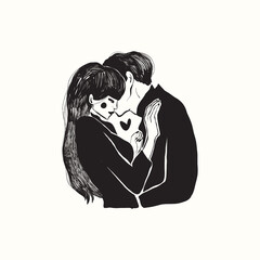 Saint Valentine's day hand drawn trendy vector illustration. Love card design. Cute doodle romantic. Romantic poster, greeting banner, trendy t-shirt print