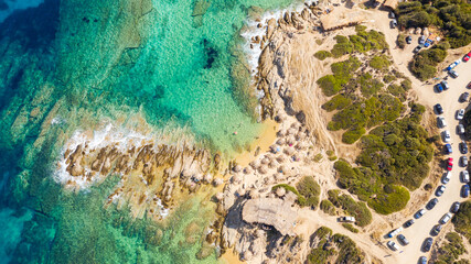 Aerial view in Tigania beach in Greece.
