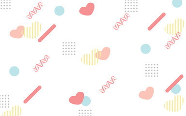 ハートの背景　ハートをアレンジしたメンフィス風模様