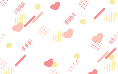 ハートの背景　ハートをアレンジしたメンフィス風模様