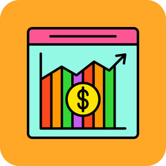 Stock Exchange App Multicolor Round Corner Filled Line Icon