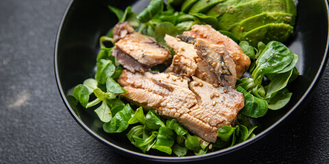 sardine salad vegetable dish fresh healthy meal food snack on the table copy space food background rustic top view keto or paleo diet