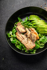 sardine salad vegetable dish fresh healthy meal food snack on the table copy space food background rustic top view keto or paleo diet