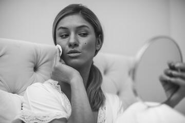 Woman cream face. Spa concept. Wellness. Female. Beauty. 