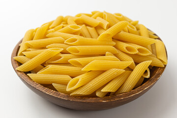 penne on a white background