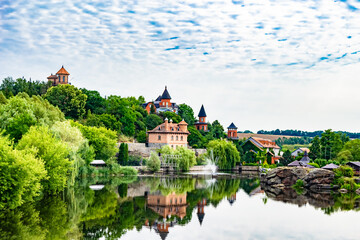 Fototapeta premium Photography on theme ancient brick castle with large tower