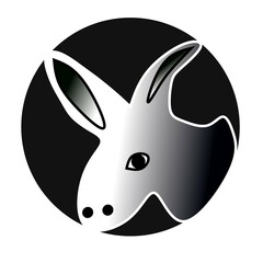 black and white illustration of a rabbit