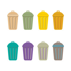 Multicolored trash cans for recycling / Stickers