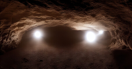 Underground Cavern with Light, generative AI	
