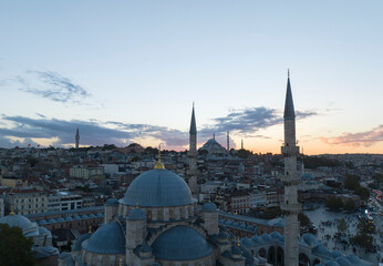 Plakat New Mosque (Yeni Cami) Drone Photo, Eminönü Fatih, Istanbul Turkey