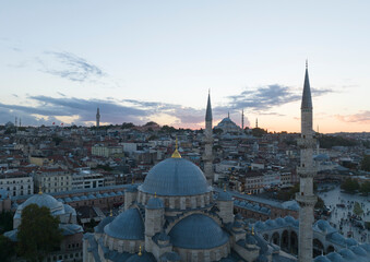 Fototapeta na wymiar New Mosque (Yeni Cami) Drone Photo, Eminönü Fatih, Istanbul Turkey