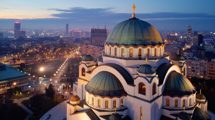 Fototapeta na wymiar View of Saint Sava, orthodox church in Belgrade, Serbia.