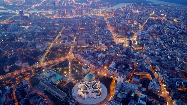 View of Saint Sava, orthodox church in Belgrade, Serbia.