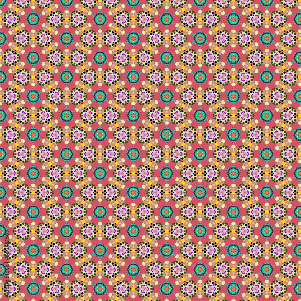 Fototapete Digital computer graphics seamless pattern. Texture design for fabric, wallpaper, background.