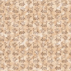 Fototapeta premium Cute safari wild giraffe animal pattern for babies room decor. Seamless african furry brown textured gender neutral print design. 