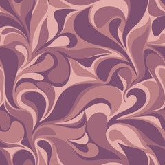Seamless pattern with abstract curly floral ornament. Modern endless camo texture with drops and leaves. Vector background.
