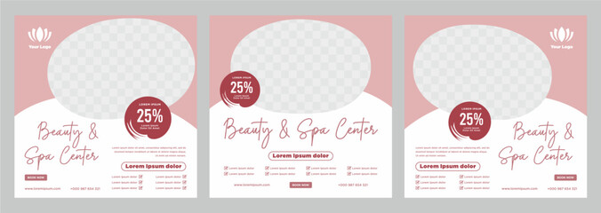 Beauty and spa social media post or banner template