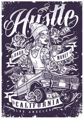 Hustle girl driver poster monochrome