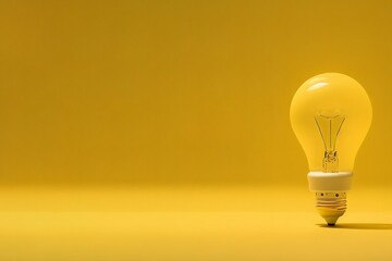 Yellow Light Bulb On Orange Background Generative AI