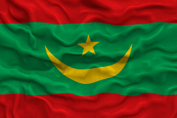National flag of Mauritania. Background  with flag of Mauritania