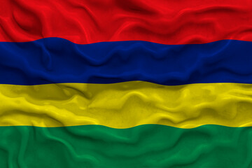 Naklejka premium National flag of Mauritius. Background with flag of Mauritius.