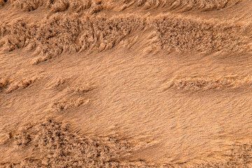 Aerial view of a grain field that was devastated by storm in climate crisis, Germany