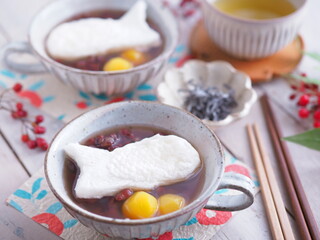 鏡開き たい焼き餅ぜんざい