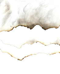 White paper burn marks isolated on black background.