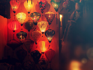Colorful Vietnamese Lantern. Handcrafted lanterns in ancient town Hoi An, Vietnam. © worlditravelilove