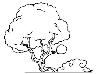 tree sketch illustration, coloring book design