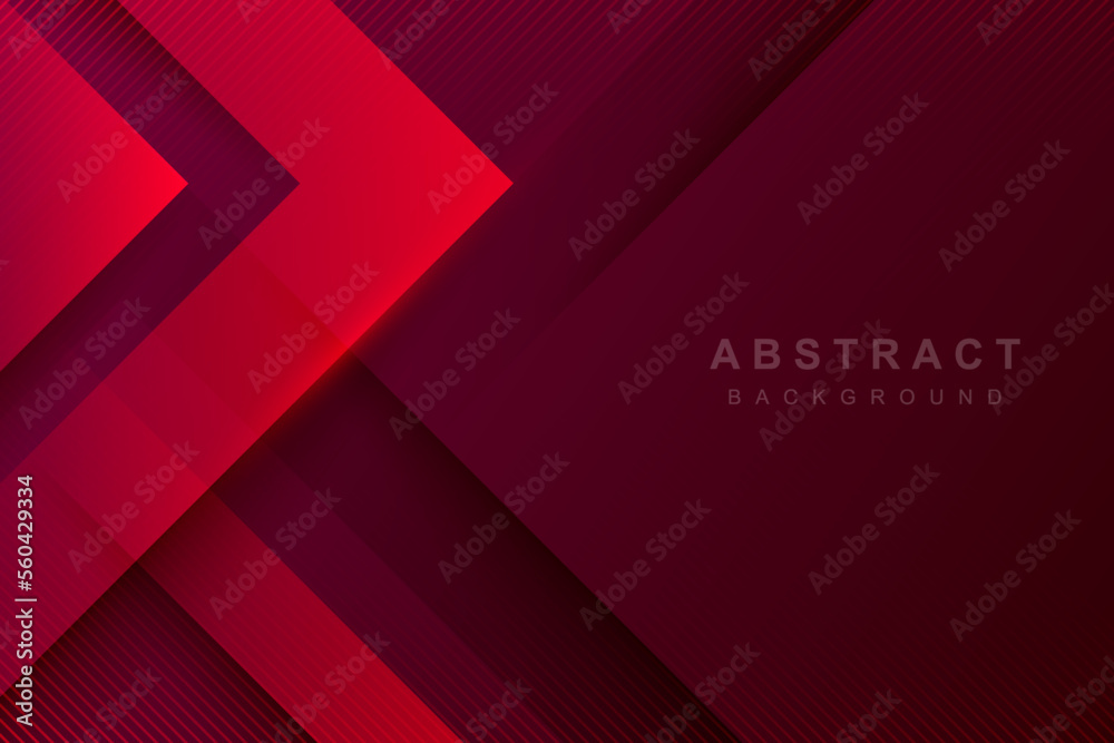 Wall mural dark red gradient abstract background with futuristic transparent lines and shadows