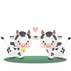 cows in love with heart valentine's day, couple animals with heart and valentine's day