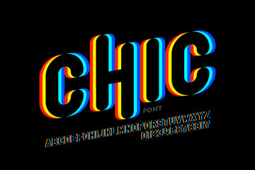 Modern font design, alphabet letters and numbers vector illustration