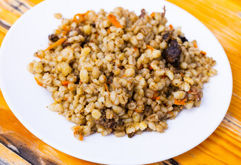 Russian soldiers porridge, mushroom pellet
