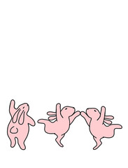 Cute pink rabbit in cartoon illustration