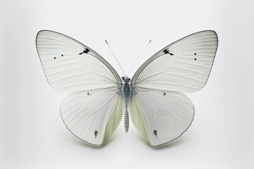 white butterfly isolated on white background. Generative AI