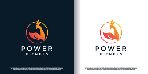 fitness logo design with creative concept premium vector