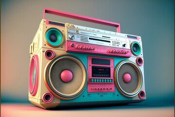 Retro 80s boombox cassette player created with AI