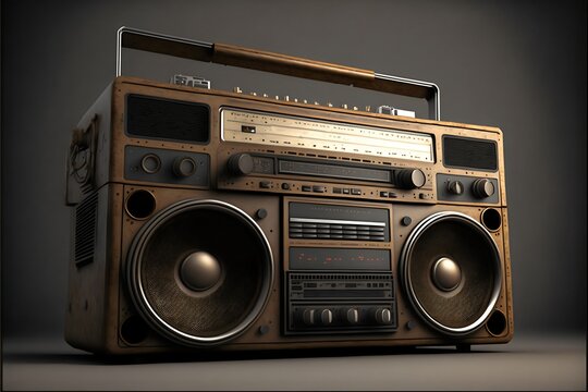 Retro 80s boombox cassette player created with AI