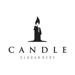 Simple burning luxury candlelight logo vintage design with isolated background.Template for business, sign, company.
