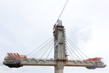 Viaduct stayed under construction in Sao Paulo city, Brazil