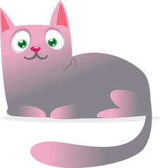 Cartoon funny cat. Fat striped cat illustration. Vector isolated