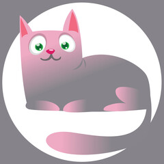 Cartoon funny cat. Fat striped cat illustration. Vector isolated