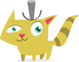 Cartoon funny cat. Fat striped cat illustration. Vector isolated