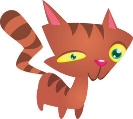 Cartoon funny cat. Fat striped cat illustration. Vector isolated
