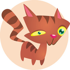 Cartoon funny cat. Fat striped cat illustration. Vector isolated
