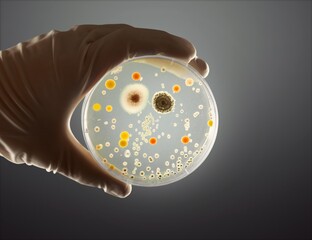 Sample culture microorganisms in Petri dish
