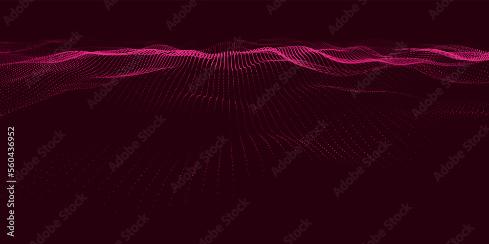 Poster abstract digital particle wave. futuristic dotted wave. technology background vector. vector illustr