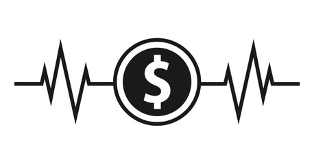 Heartbeat line with coin icon vector illustration